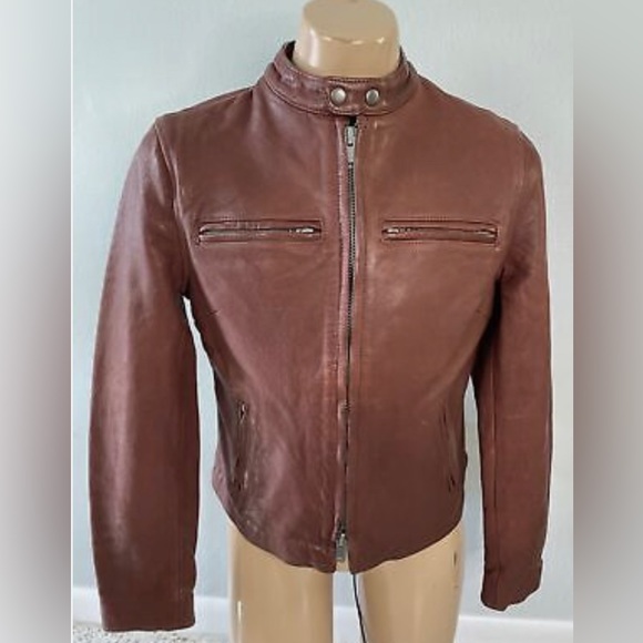 HARLEY DAVIDSON Leather Motorcycle Jacket CAFE RACER Women’s Medium Burgundy - Picture 1 of 8